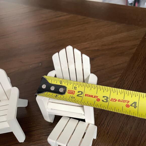 Miniature Adirondack Dollhouse Furniture White Wooden Bench Chairs 5 Piece 1:12 - Picture 10 of 10